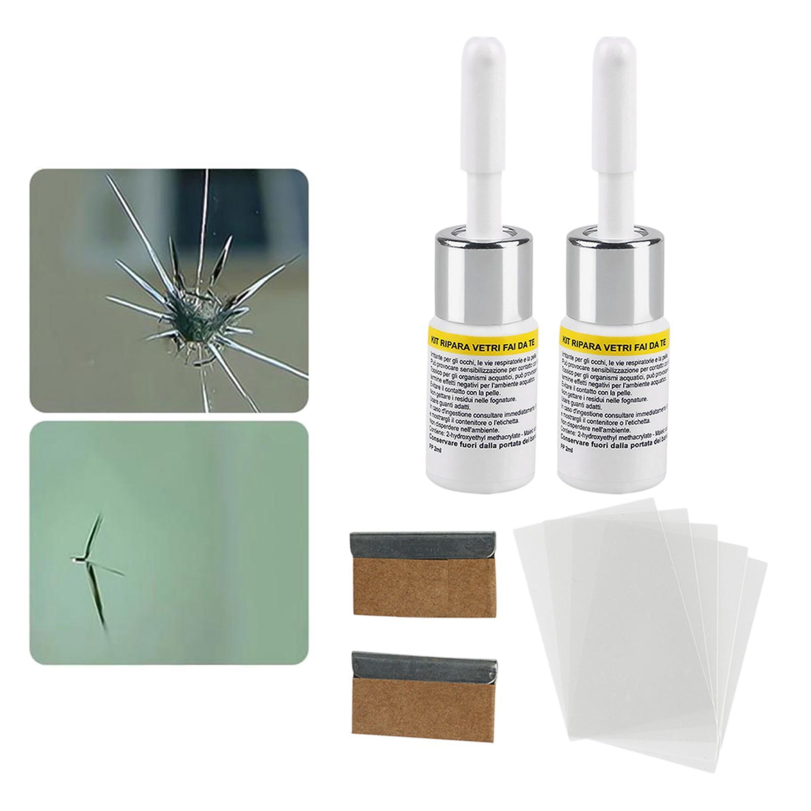 2x2Pcs Automotive Glass Repair Fluid Windshield Resin Crack Tool DIY Car Fix White