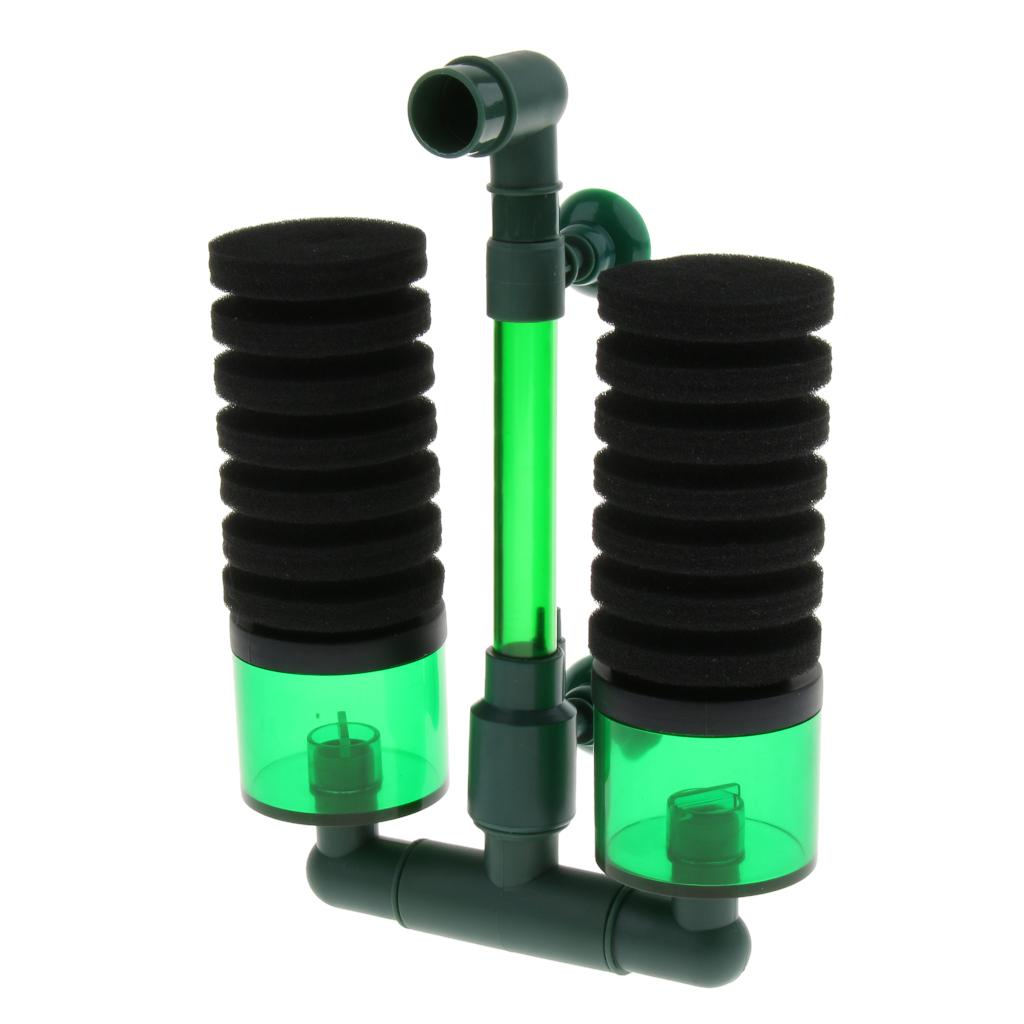 Aquarium Fish Tank Biochemical Sponge Filter Air Pump Double Head with Suction