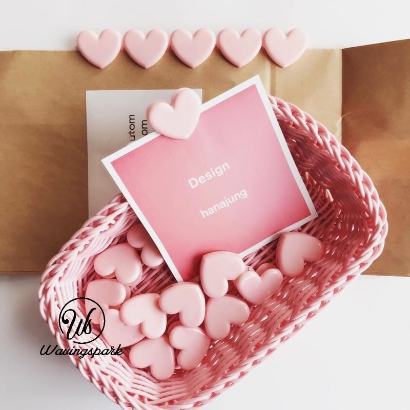 1 Kẹp Giấy Hình Trái Tim Màu Hồng Phong Cách Hàn Quốc