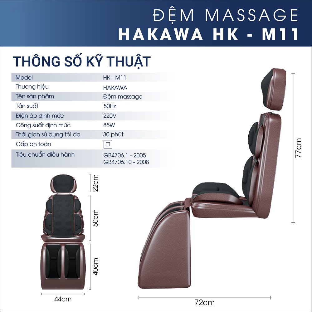 ĐỆM MASSGE HỒNG NGOẠI TOÀN THÂN CAO CẤP HAKAWA HK-M11 - HÀNG CHÍNH HÃNG