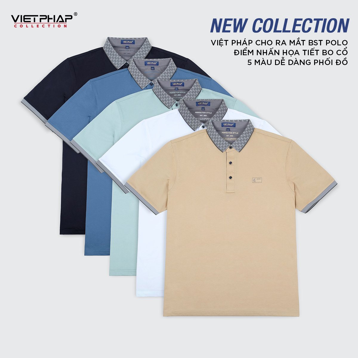 Áo Polo Nam VIỆT PHÁP Form Luxury - Thun Cotton Lụa , lịch lãm, sang trọng 24375