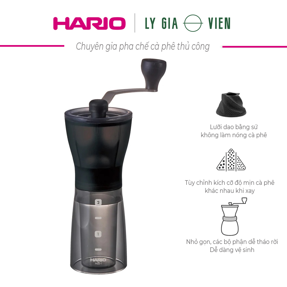 Máy Xay Cà phê Cầm Tay Hario Ceramic Coffee Mill Mini Slim Plus MSS-1DTB