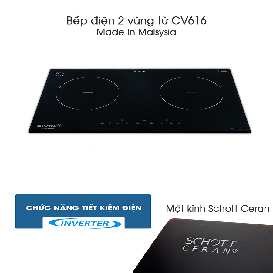 Bếp điện từ đôi CIVIN CV626 - Hàng nhập khẩu