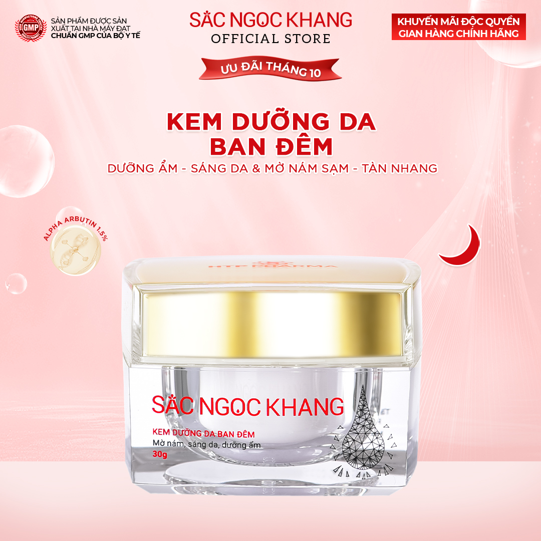 Kem Dưỡng Da Ban Đêm Sắc Ngọc Khang 30g giúp dưỡng ẩm, hỗ trợ mờ thâm nám, sạm, tàn nhang