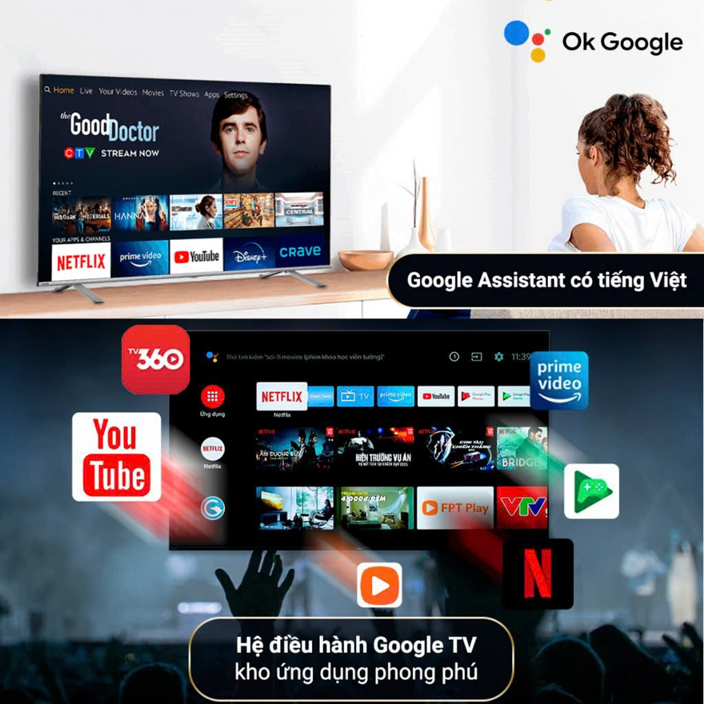 Google Tivi TOSHIBA 43 inch 43C350LP, Smart TV Màn Hình LED 4K UHD - Loa 24W - Hàng Chính Hãng