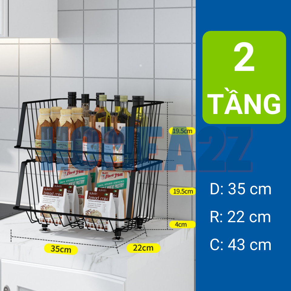 Kệ Nhà Bếp Đa Năng Dạng Rổ 4/5 Tầng Thép Carbon Sơn Tĩnh Điện, Kệ Rổ Xoay 360 Tiện Lợi Chống Gỉ Sét Cao Cấp