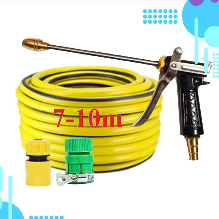 Bộ dây vòi xịt nước rửa xe, tưới cây . tăng áp 3 lần, loại 7m,10m 206318 đầu đồng, cút, nối PE
