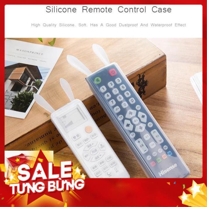 Vỏ bọc điều khiển tivi túi bao silicon tai thỏ remote điều hòa máy lạnh tv chống bụi .......