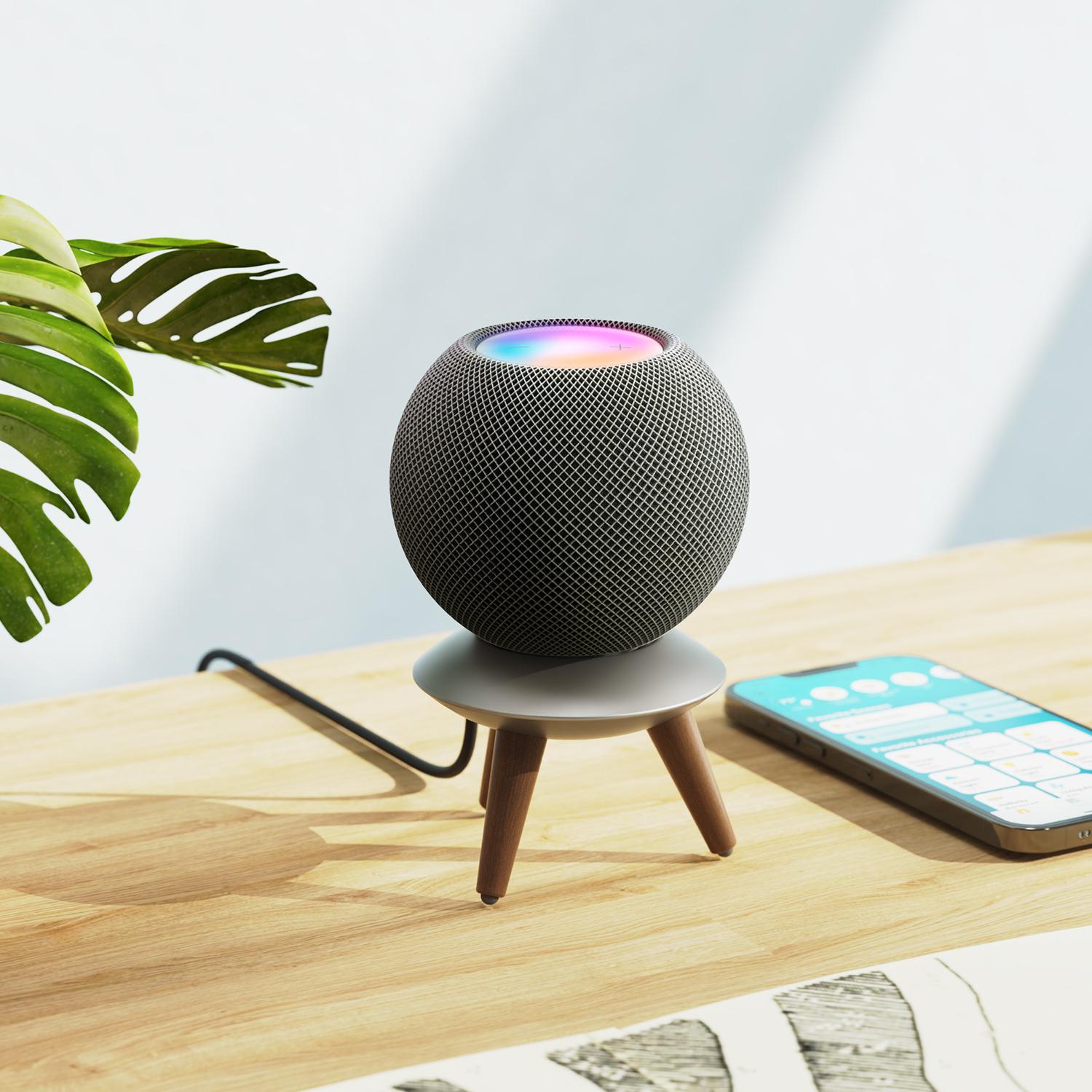 Máy giữ kim loại đứng loa thông minh di động cho Apple HomePod Mini, cơ sở máy tính để bàn không trượt nhỏ cho phụ kiện của giá đỡ âm thanh Color: Dark Grey Set Type: Only Stand