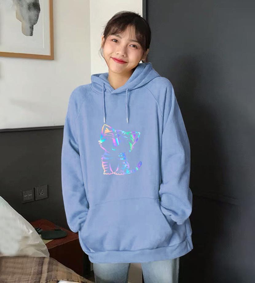 ÁO KHOÁC NỈ HOODIE PHẢN QUANG MÈO CƯỜI