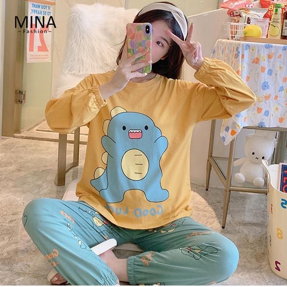 Bộ Đồ Dài Tay Hình Khủng Long Phong Cách Hàn Quốc