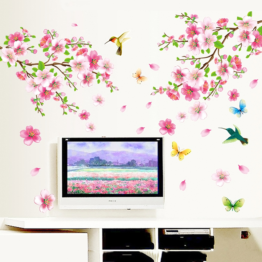 Decal Dán Tường Cành Đào Hồng 3 Binbin PK162 (135 x 60 cm)