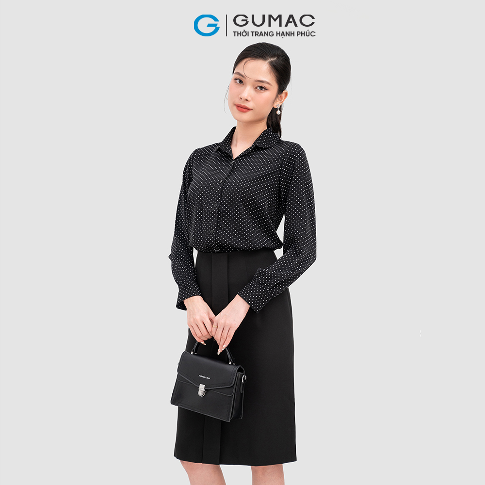 Áo sơ mi nữ GUMAC AC10051 tay dài bâu tròn chấm bi