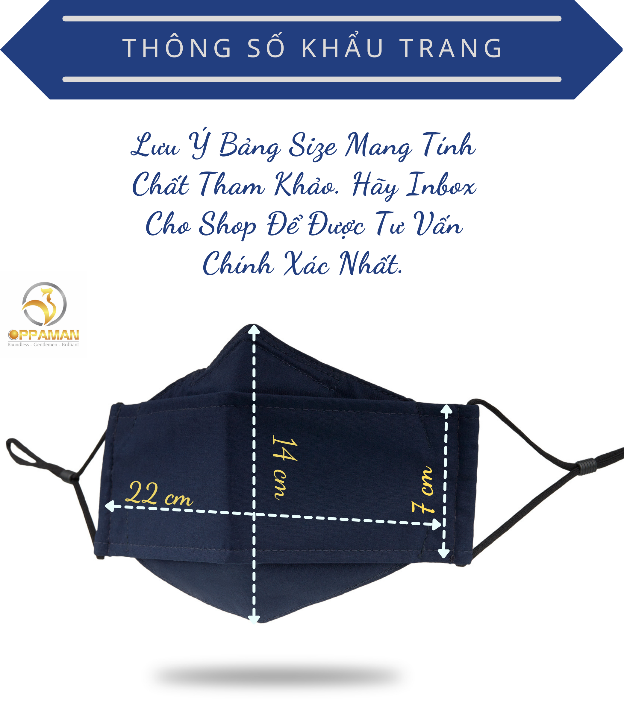 Khẩu trang vải nam nữ Oppaman trơn cotton kiểu kf94 OKT6 xanh đen