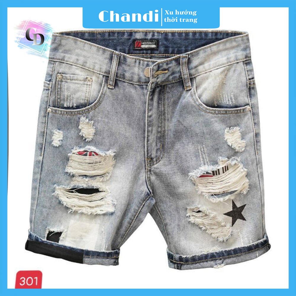 Quần Short Jean Nam co dãn kiểu dáng trẻ trung đơn giản Thương Hiệu Chandi, quần sọt mẫu mới xu hướng 2021 QSJN301