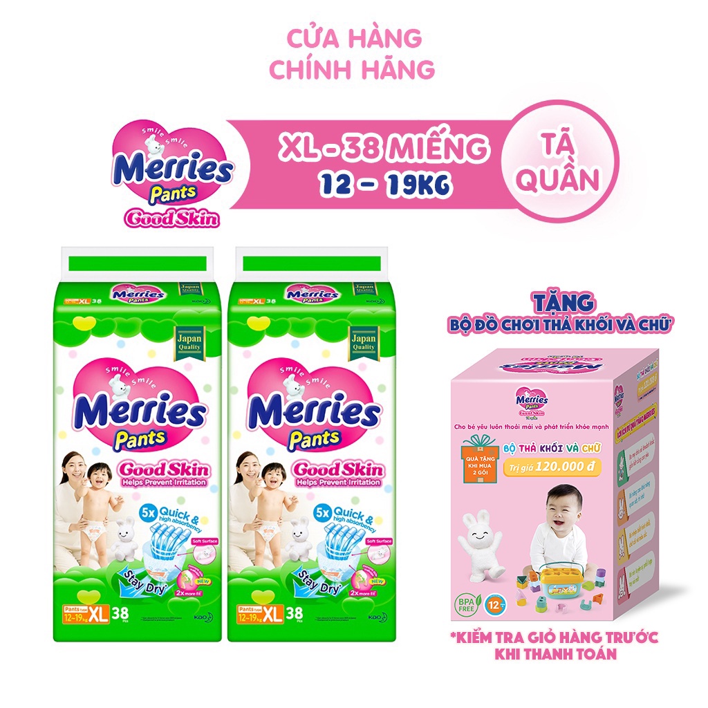Combo 2 Tã Quần Merries Goodskin Đủ Size M50L44Xl38Xxl28 - Xl