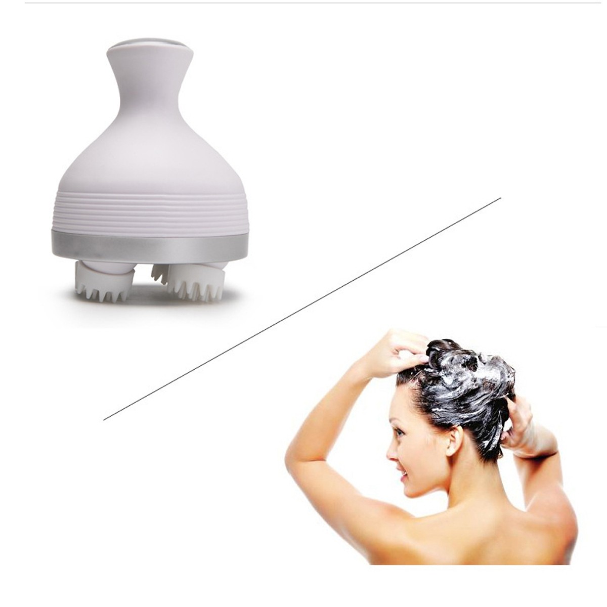 Máy Massage Đầu 3D Đa Năng Cầm Tay Mini 4 Đầu Massage, Đặc biệt phù hợp với đối tượng hay bị rụng tóc, tóc yêu, ít tóc hay gãy rụng - Hàng nhập khẩu - Tặng kèm máy massage cầm tay mini