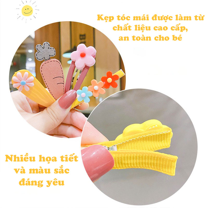 Kẹp tóc mái, Set 14 kẹp tóc cho bé gái nhiều màu sắc họa tiết dễ thương (14psc) – P154