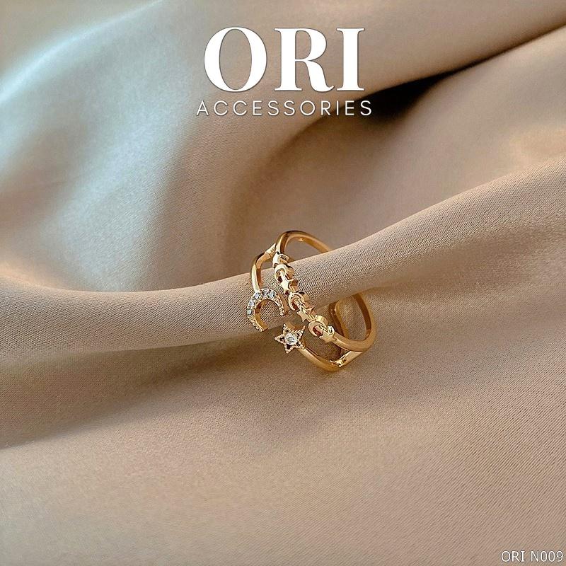Nhẫn nữ Freesize Mặt trăng đính đá Nerissa thời trang ORI ACCESSORIES N009