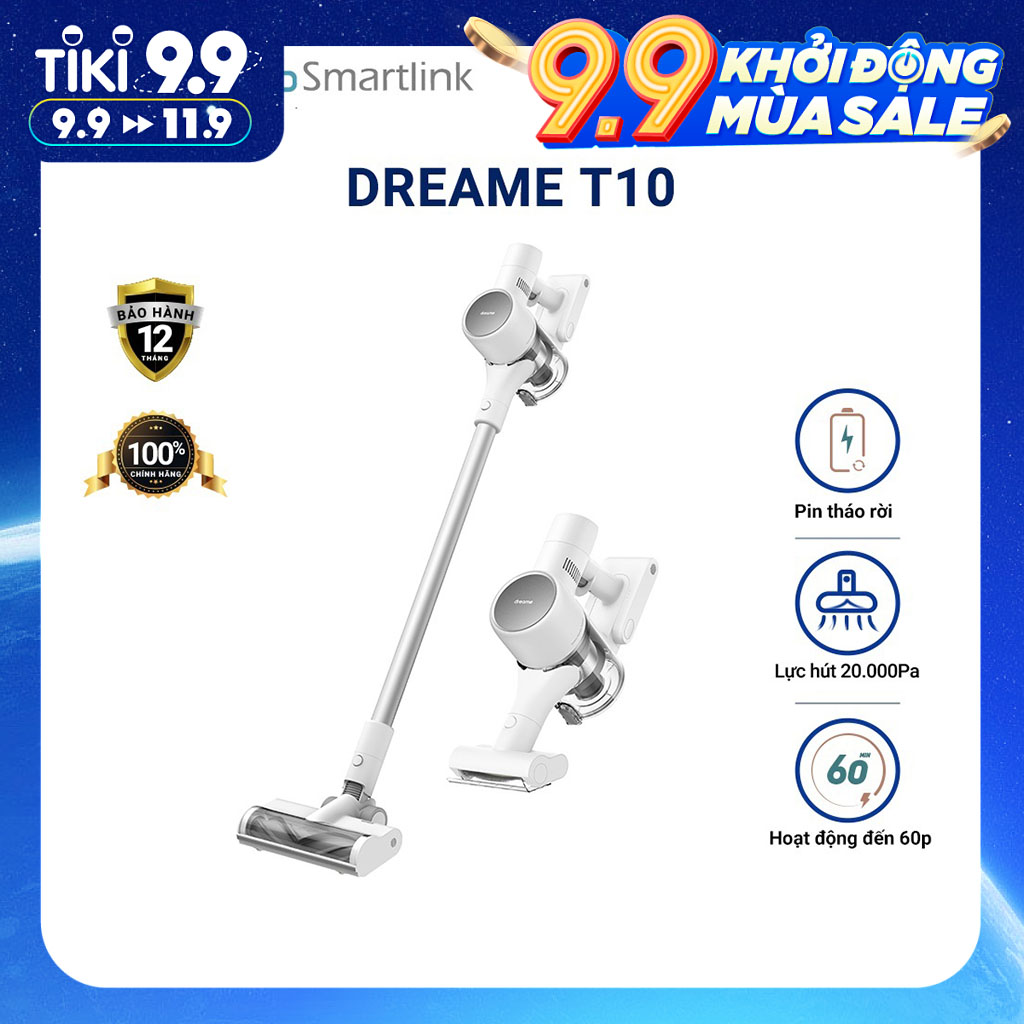 Máy Hút Bụi Cầm Tay Không Dây Xiaomi Dreame T10 - Lực Hút 20.000 Pa - Bản Quốc Tế - Hàng Chính Hãng