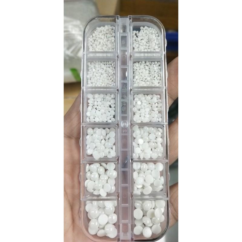 Trai nửa gắn móng mix 12 màu, trân châu chân lưới mix màu