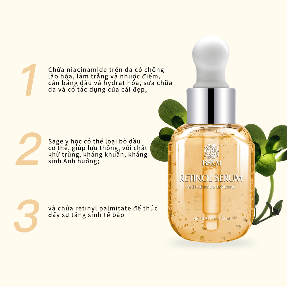 BSKM Retinol Essence Anti-Wrinkle Mild Firming Whitening Brightening Essence 28ml + Hexapeptide Dưỡng ẩm Chống oxy hóa Nuôi dưỡng Tinh chất dưỡng ẩm mịn màng Bộ dưỡng 35g