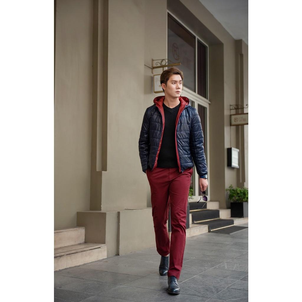 Áo khoác Nam 3 lớp vải gió cao cấp chống nước có mũ chần ngang màu đen , xanh than DGC - WAJK1833M