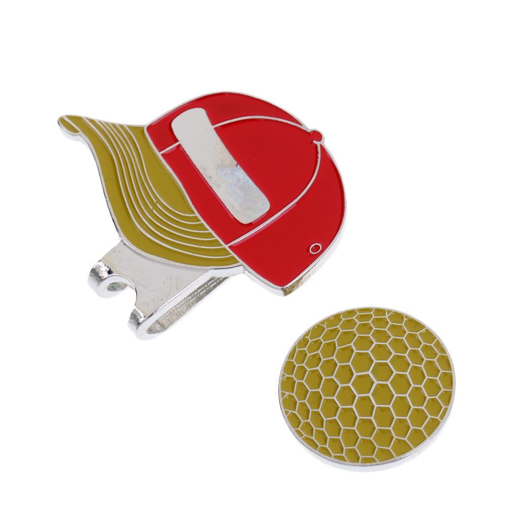 Golf Cap Pattern Alloy Golf Hat Clip with Marker