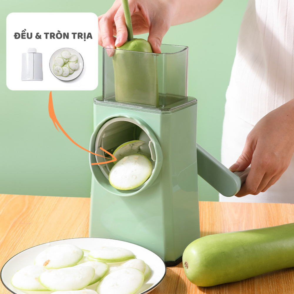 Máy Thái Lát Rau Củ Đa Năng Kèm 6 Lưỡi Dao Cắt - Thái Lát Bào Cắt Củ Quả