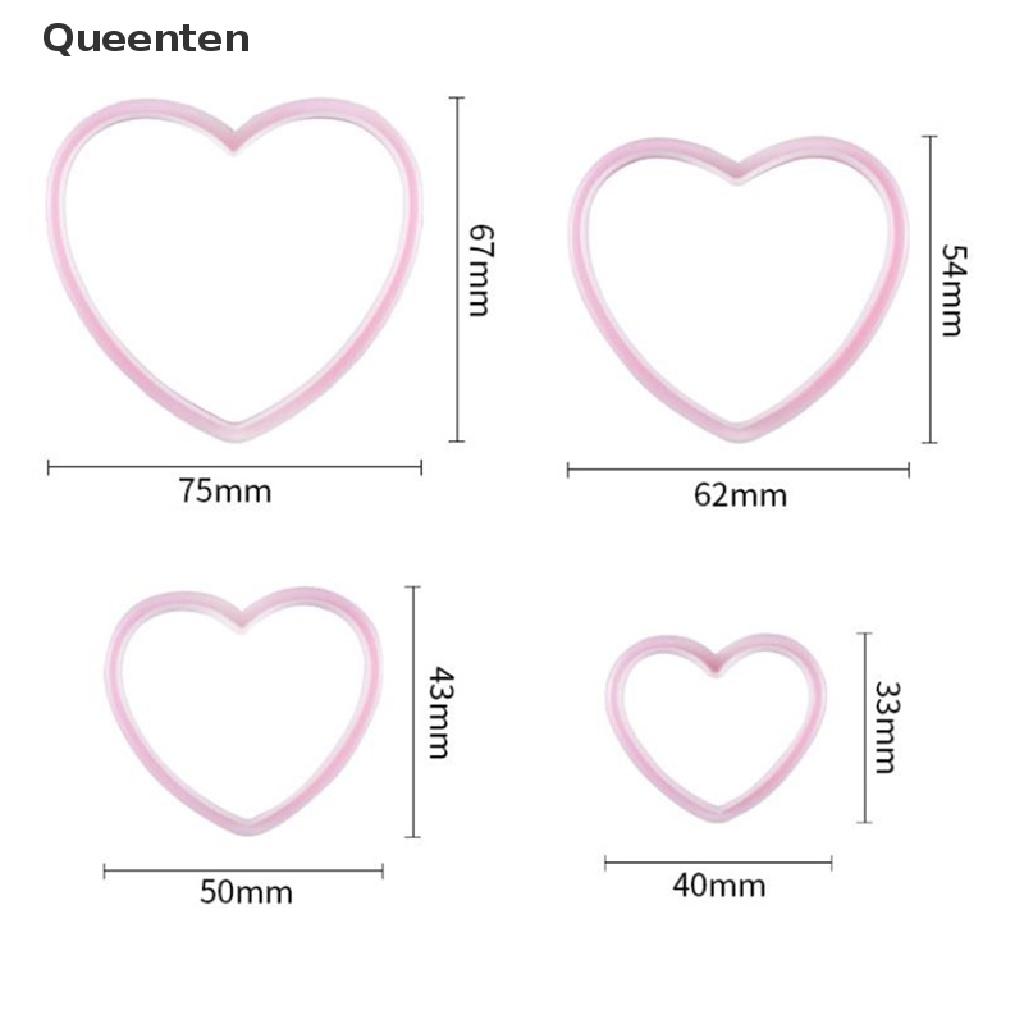 Queenten 4pcs Heart Shaped Plastic Cake Mold Cookie Cutter Biscuit Stamp Sugar Craft VN