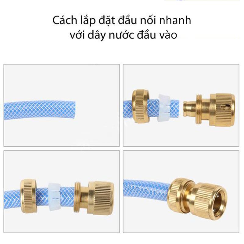 Bộ khớp nối bằng đồng - đầu nối nhanh dây cấp nước đầu VÀO máy rửa xe C0004-4