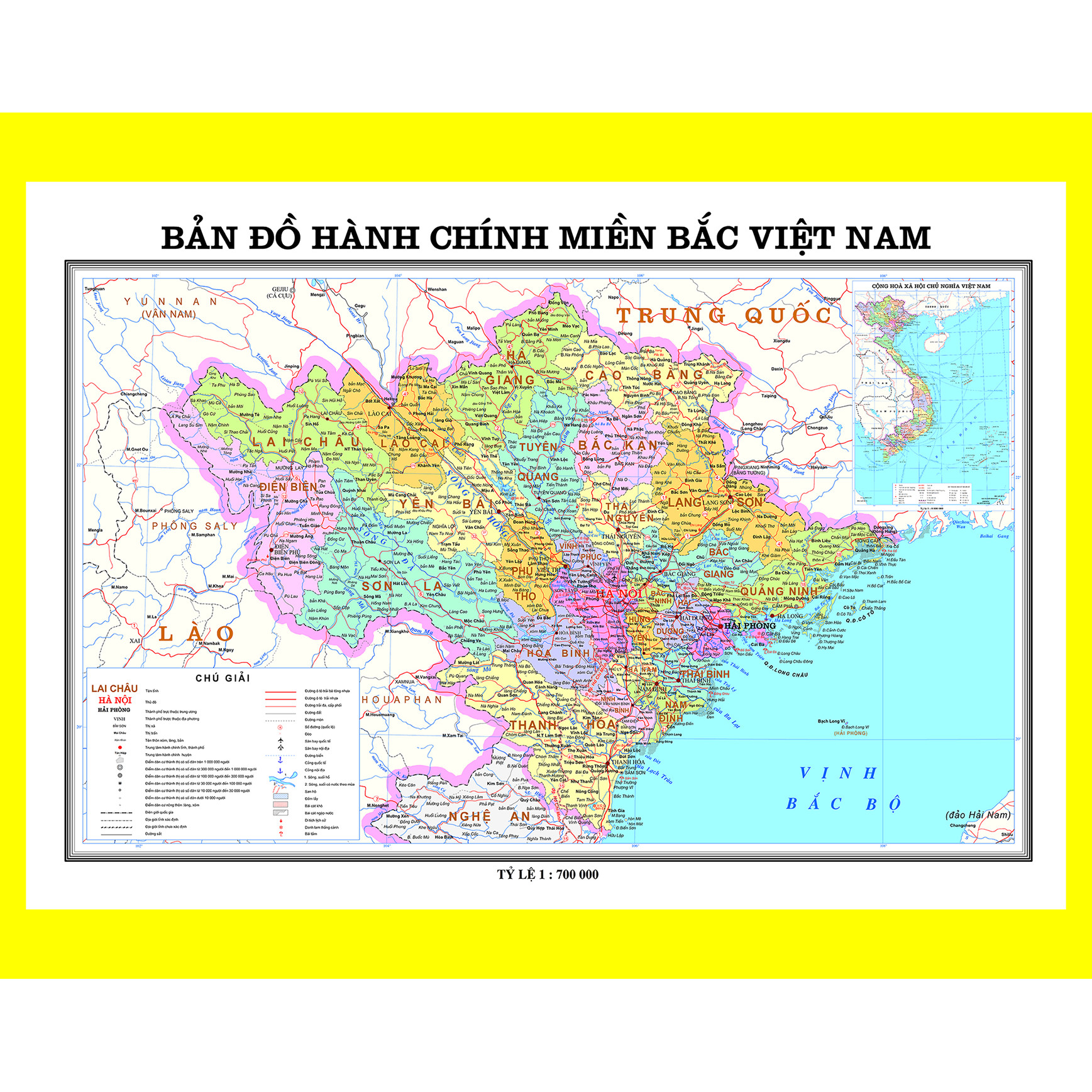 Bản đồ hành chính miền Bắc Việt Nam - Khổ A0 - Tờ rời