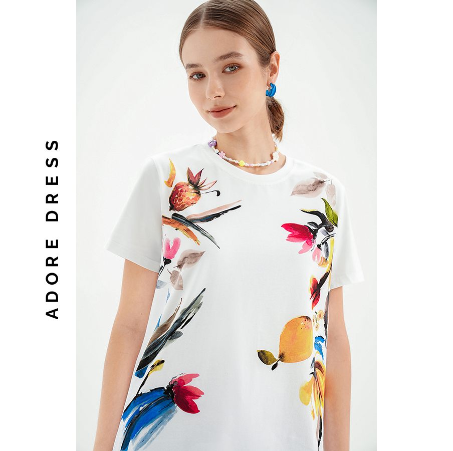 Áo phông graphic T-shirts cotton  in summer flowers 2 bên 311TS2005 ADORE DRESS