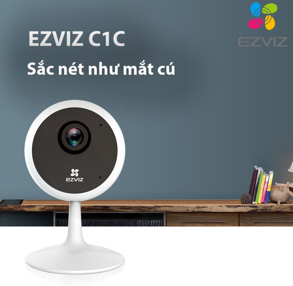 Camera IP Wifi EZVIZ C1C 1080P Đàm Thoại 2 Chiều, Hồng Ngoại Đêm 5m, Phát Hiện Chuyển Động - Hành Chính Hãng