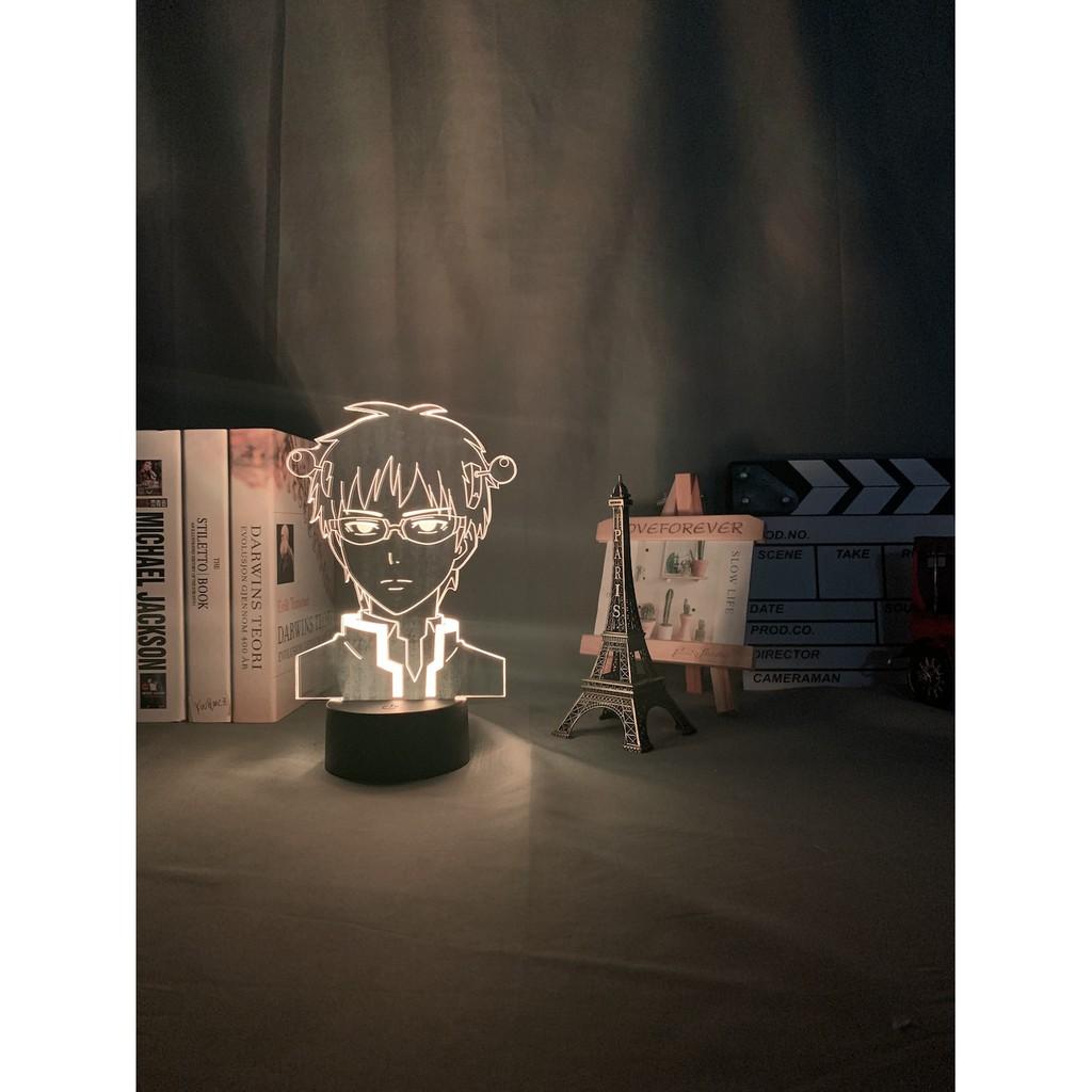 Đèn ngủ Led 3D Saiki Kusuo no Psi-nan Đèn Ngủ Trang Trí Phòng Ngủ Nhiều Màu Sắc Nightlight Anime