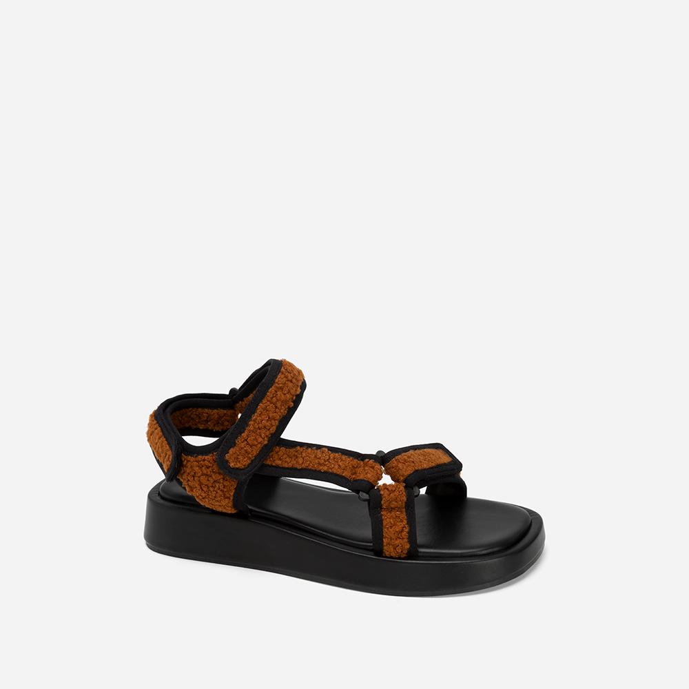 Vascara Sandal Đế Bánh Mì Phối Vải Lông - SDK 0329