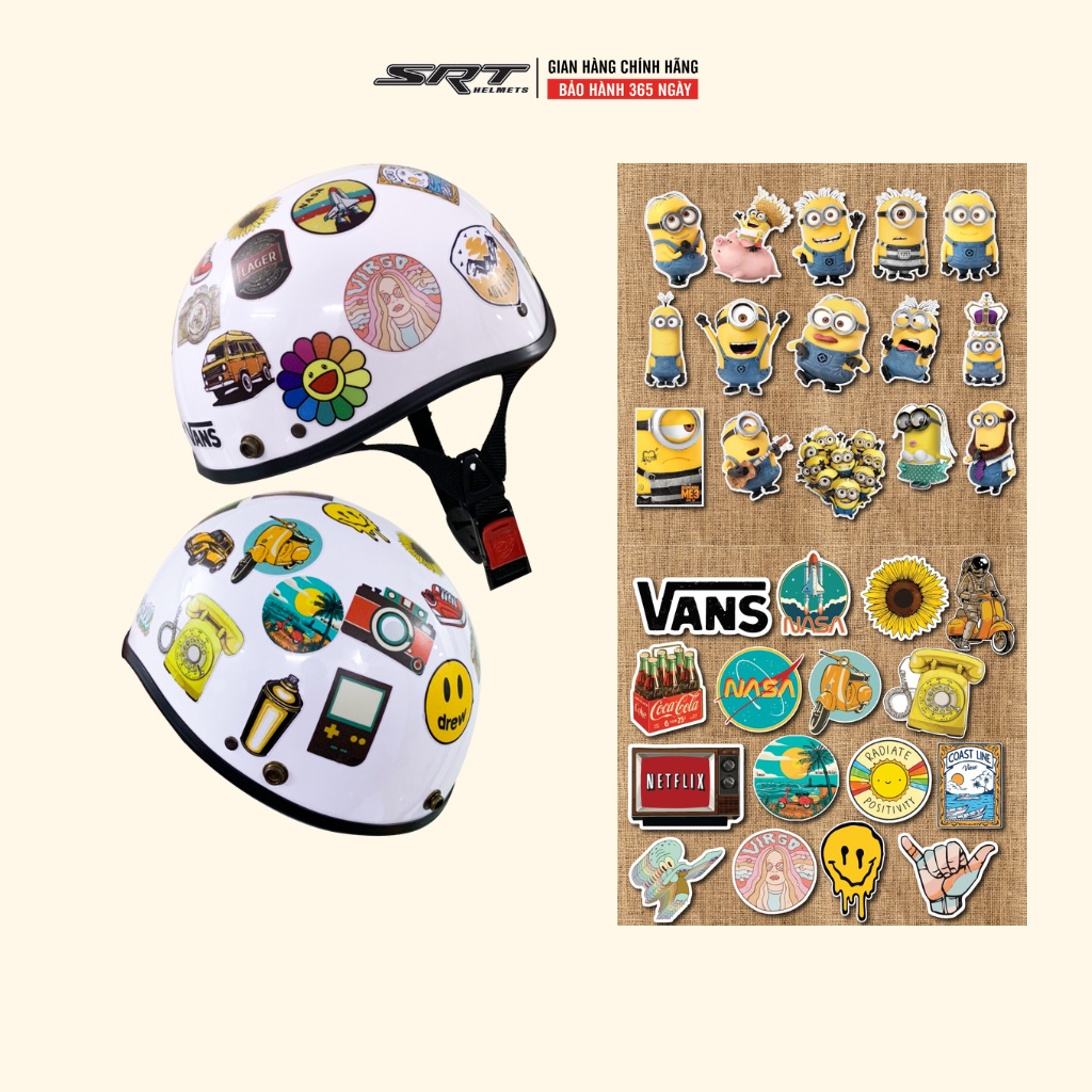 Sticker dán mũ bảo hiểm, laptop chống nước- màu ngẫu nhiên - 7 hình/ tờ