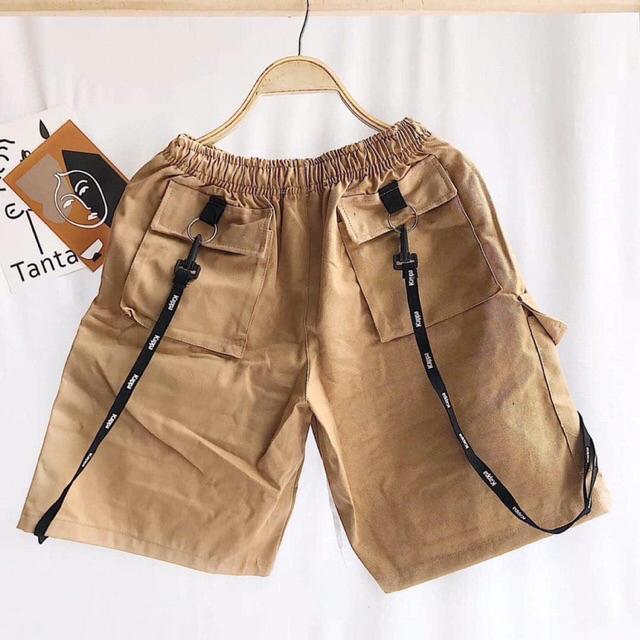 Quần kaki lửng có dây luồng khoá nam nữ