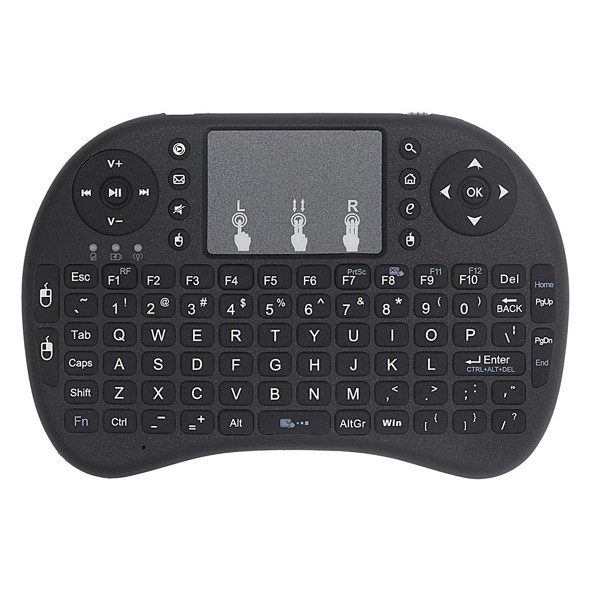 Bàn phím không dây công thái học mini với bàn di chuột cho TV thông minh, PC mini, HTPC, Bảng điều khiển, Máy tính
