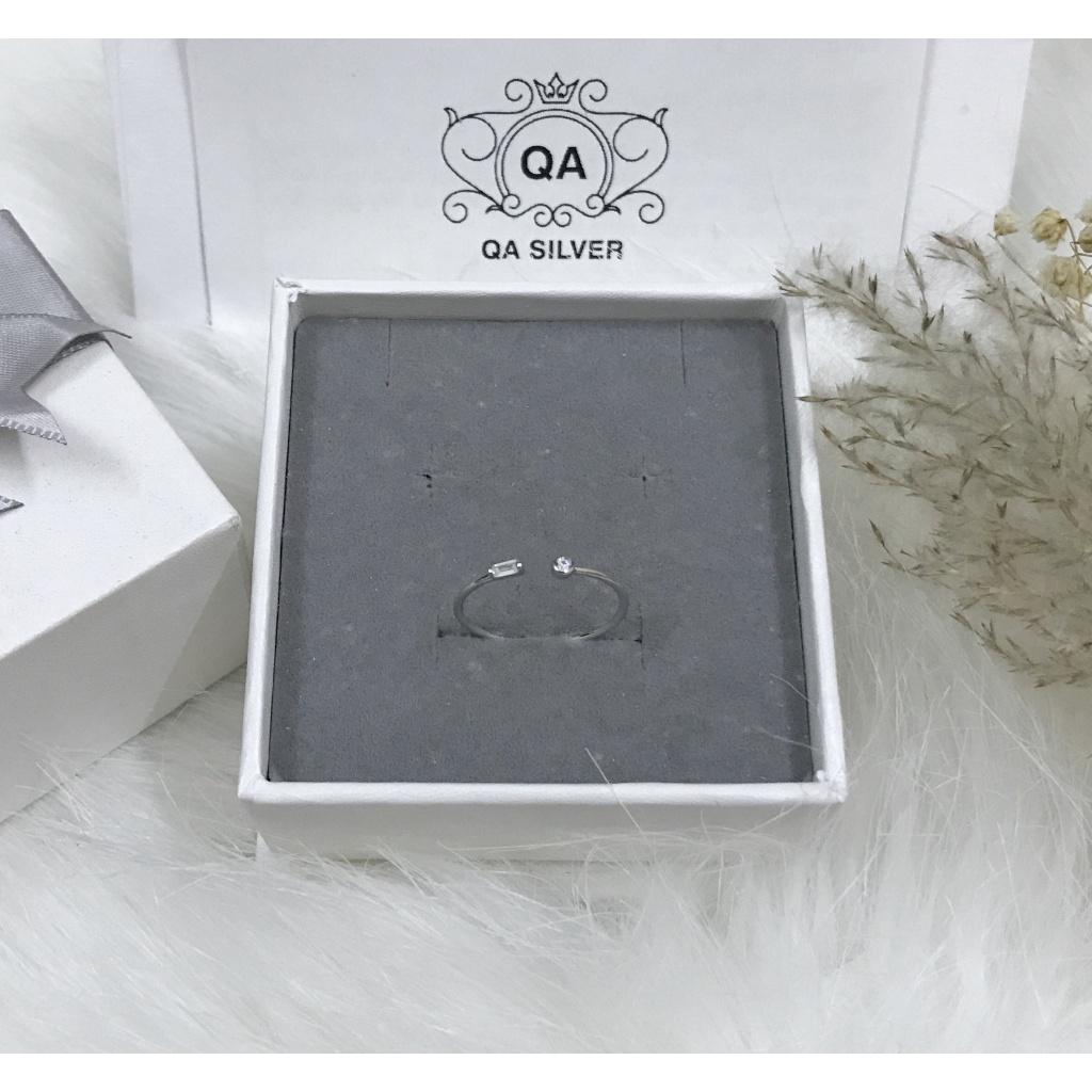 Nhẫn bạc 925 đính đá nhỏ tròn chữ nhật tối giản nam nữ S925 MINIMAL Silver Ring QA SILVER RI220606