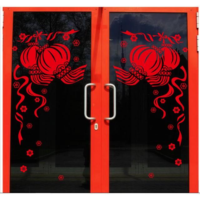Decal trang trí tết - Lồng đèn nhỏ đỏ chúc xuân