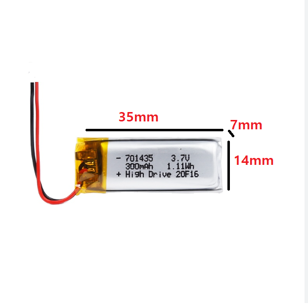 Pin sạc Lithium LiPo 1s 3.7V 300mah 701435 Cho tai nghe,loa Mp3 MP4 MP5 GPS PSP Bluetooth Mới 100%