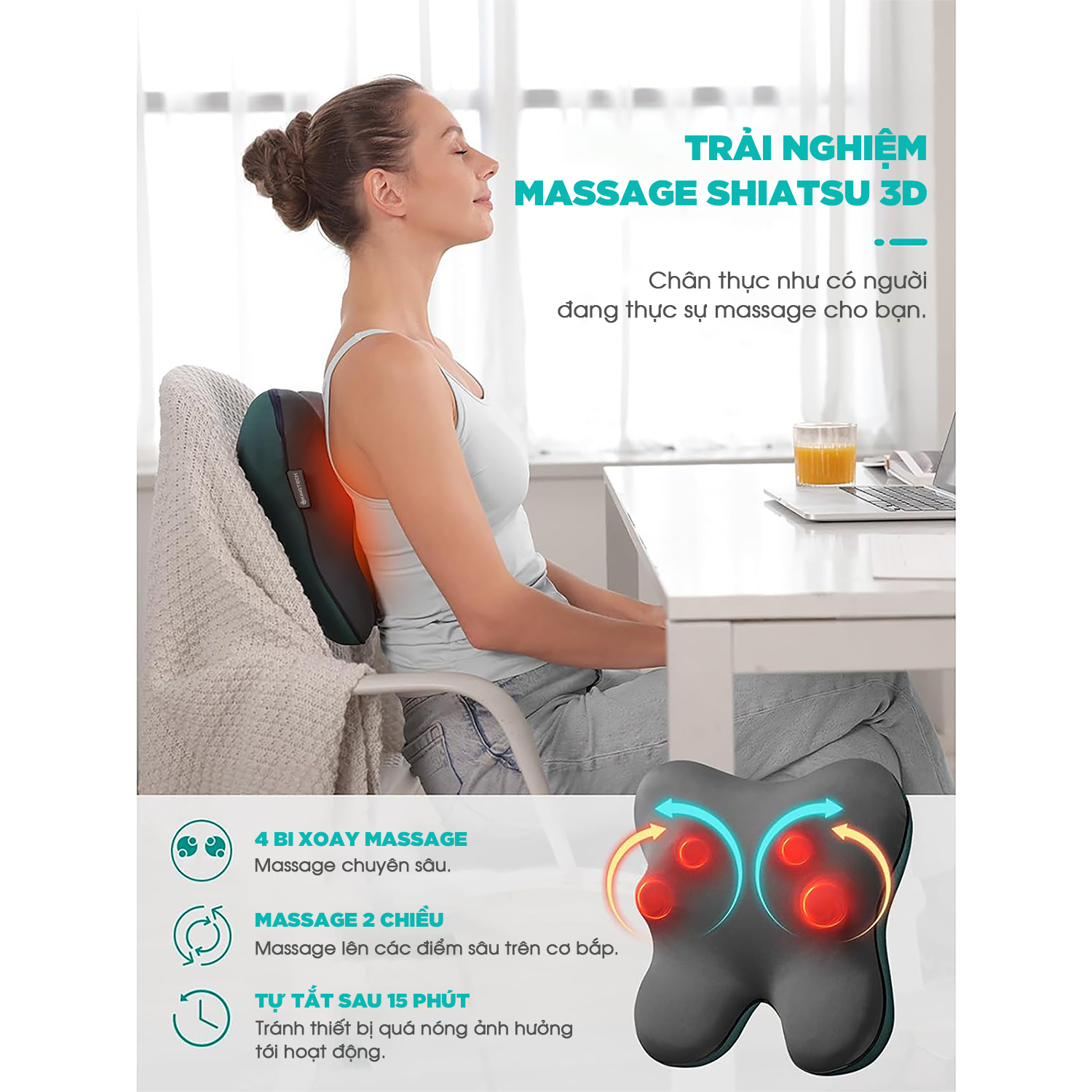 Gối Massage Đa Năng KingTech KP-500 - Máy Mát xa Toàn Thân Nhiệt Hồng Ngoại - Chuyên Sâu Cho Cổ, Vai Gáy, Lưng Dưới, Đùi, Chân - Sử Dụng Tại Nhà, Văn Phòng, Trên Ô Tô - Quà Tặng Cho Bạn Bè, Người Thân