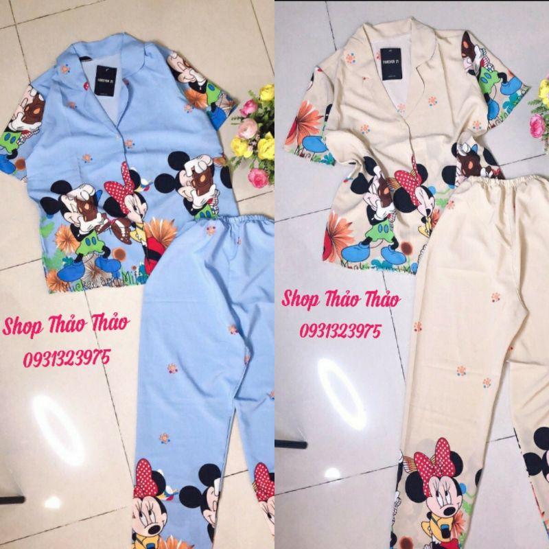 Đồ Bộ Pijama Lụa Siêu Mát Họa Tiết Hoạt Hình Dễ Thương Dưới 55kg