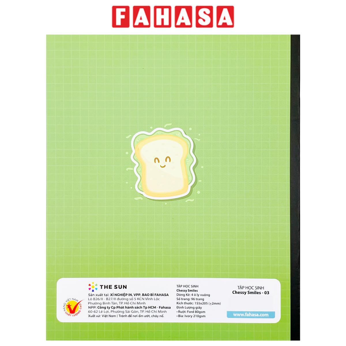 Tập Học Sinh Cheesy Smiles - 4 Ô Ly Vuông - 96 Trang 80gsm - The Sun 02 - Sandwich