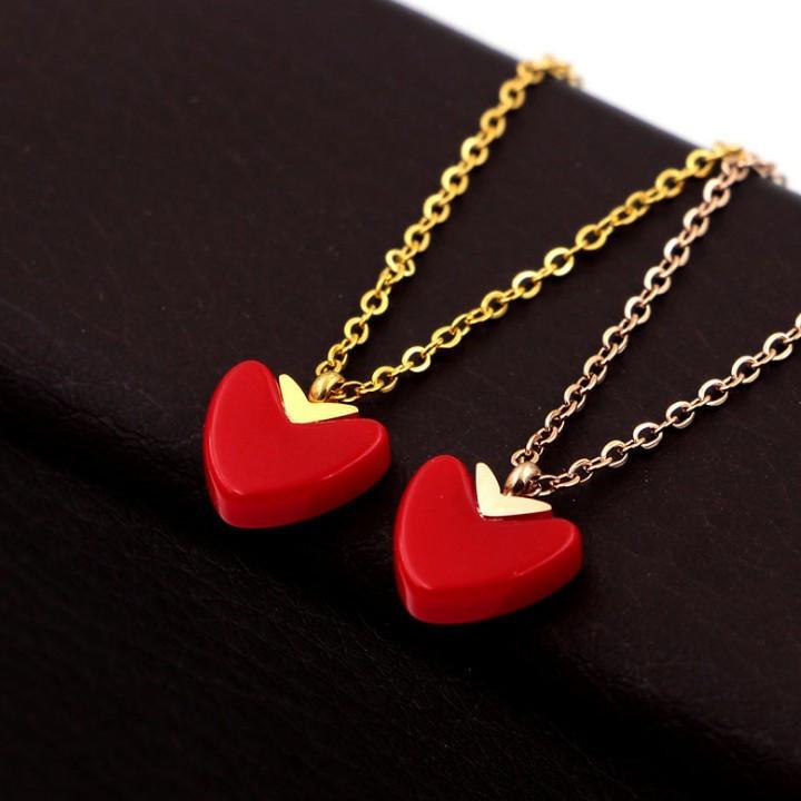 Dây Chuyền Tim Đỏ Titan Không Đen TT 1721