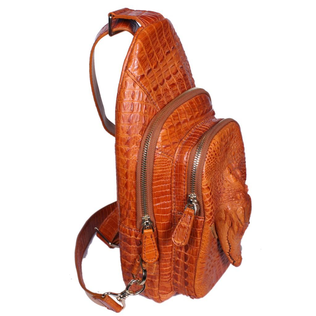 Túi đeo trước nam da cá sấu Huy Hoàng con cá sấu màu vàng bò HC6704