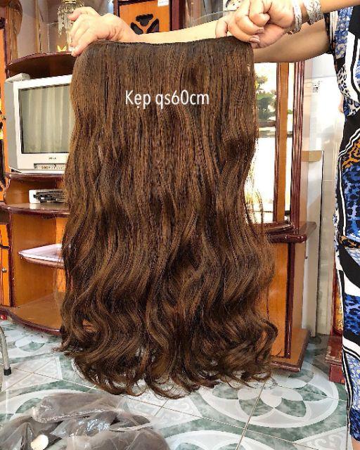 Tóc giả nữ kẹp sóng toTóc giả nửa đầu kẹp xoăn sóng to