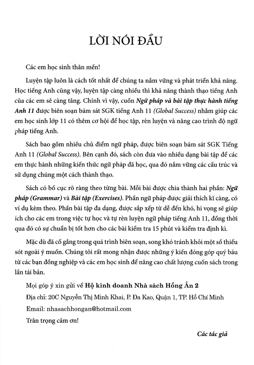 Ngữ Pháp Và Bài Tập Thực Hành Tiếng Anh 11 (Bám Sát SGK Tiếng Anh 11 - Global Success) _HA