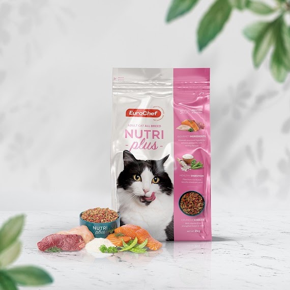 Hạt Eurochef Nutri Plus Adult Cat, Kitten Cat cho Mèo Trưởng Thành, Mèo Con nhập khẩu Châu Âu Túi 500g